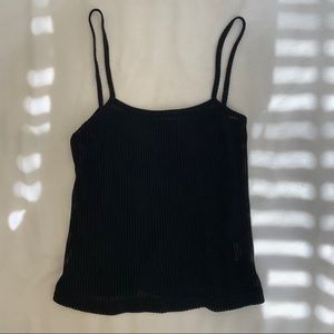 Black mesh/see through ribbed crop top